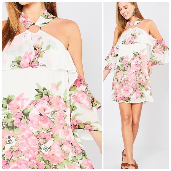 Entro Lovely in Florals Halter Mini Dress - Picture 2 of 16